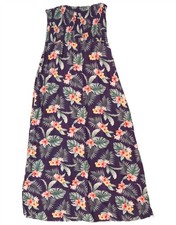 Vintage Womens Strapless Maxi Dress UK 8 Small Navy Blue Floral AF10