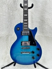 LP blue electric guitar 2H pickups chrome hardware black pickguard