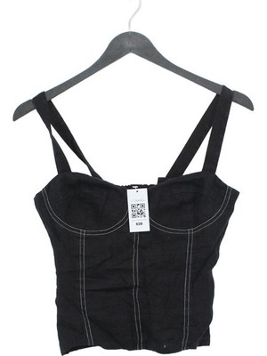 Reformation Damen Top S schwarz 100% Leinen ärmellos eckiger Ausschnitt cropped
