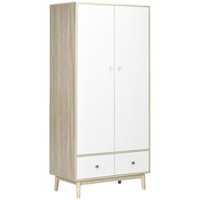 HOMCOM Armadio 2 Ante in Legno con 4 Vani, 2 Cassetti e Appendiabiti