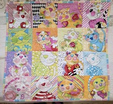 Small Handmade Colorful Fun Cat Quilt/Cat Blanket 23in.x24in.