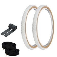 PRO TIRES 24 x 1.75 WHITE/GUM P-104A W/ HEAVYDUTY TUBES RIM STRIPS