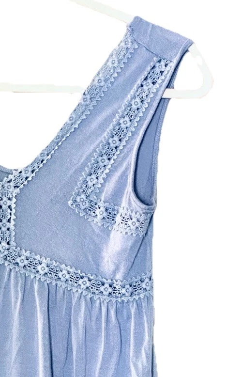 Top Mudd Para Mujer S Azul Babydoll Sin Mangas Top Crochet Ribete Imperio Preppy Y2K Foto 3 de 4