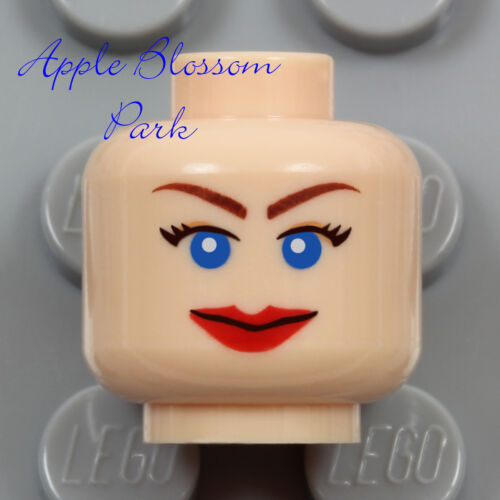 NEW Lego Light Flesh FEMALE MINIFIG HEAD Elsa Red Lips Big Smile Girl Blue Eyes - Picture 8 of 12