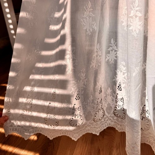 Eyelet Lace Fabric Off-White Color Cotton Embroidered Material 53’’ Wide Curtain - Picture 7 of 9