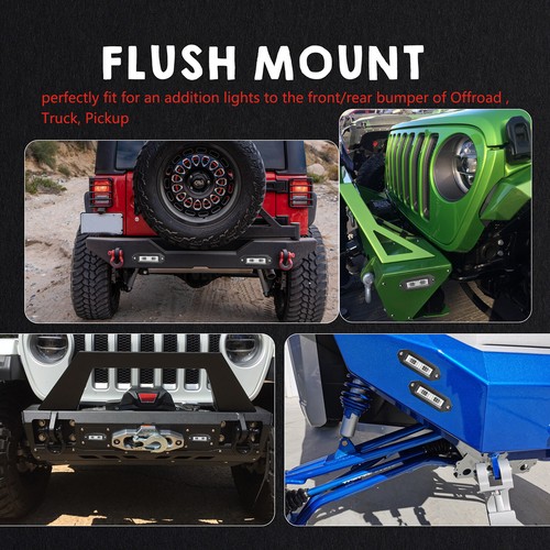 2X 7" Flush Mount LED Pods Work Light Bar Flood Driving Reverse Off Road UTV 4WD - Foto 9 di 12