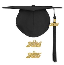 Matte Graduation Cap with 2024 Tassel 2025 Year Charm for High School and Bac...