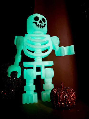 Giant Lego Skeleton Halloween Decor, 16in 3D Printed Minifigure, Spooky Decor - Picture 2 of 6
