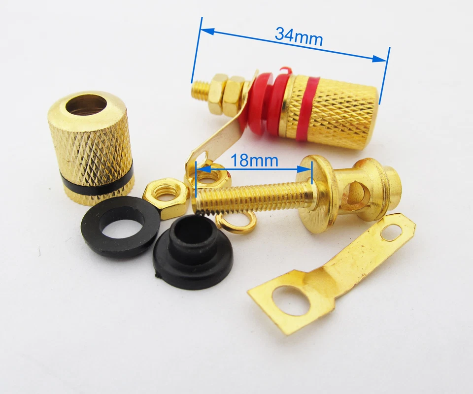 20pcs Amplifier Speaker Binding Post Long Gold Brass Solder Terminal Connector - Image 2 of 3
