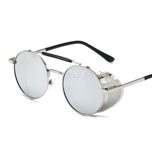 AUS Polarised Steampunk Sunglasses Mens Design Vintage Round UV400 Sun glasses - Picture 20 of 20