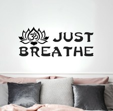 Vinyl Wall Decal Lettering Just Breathe Yoga Stickers 15 in x 35 in gz267