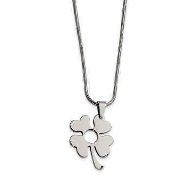 Stainless Steel Four Leaf Clover Charm Pendant Necklace