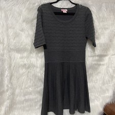 candies women gray sweater dress short sleeve size L