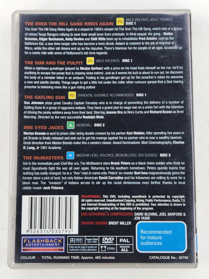 5 Movie Westerns Collection DVD - Mcmasters, One Eyed Jack's, Gatling Gun - Image 2 of 2