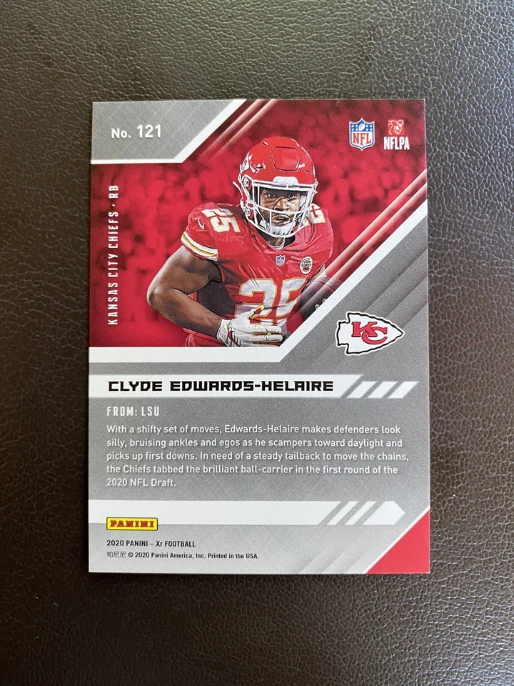 2020 XR Football Clyde Edwards-Helaire RC Rookie Red /249 Kansas City Chiefs 121 - Image 2 of 2