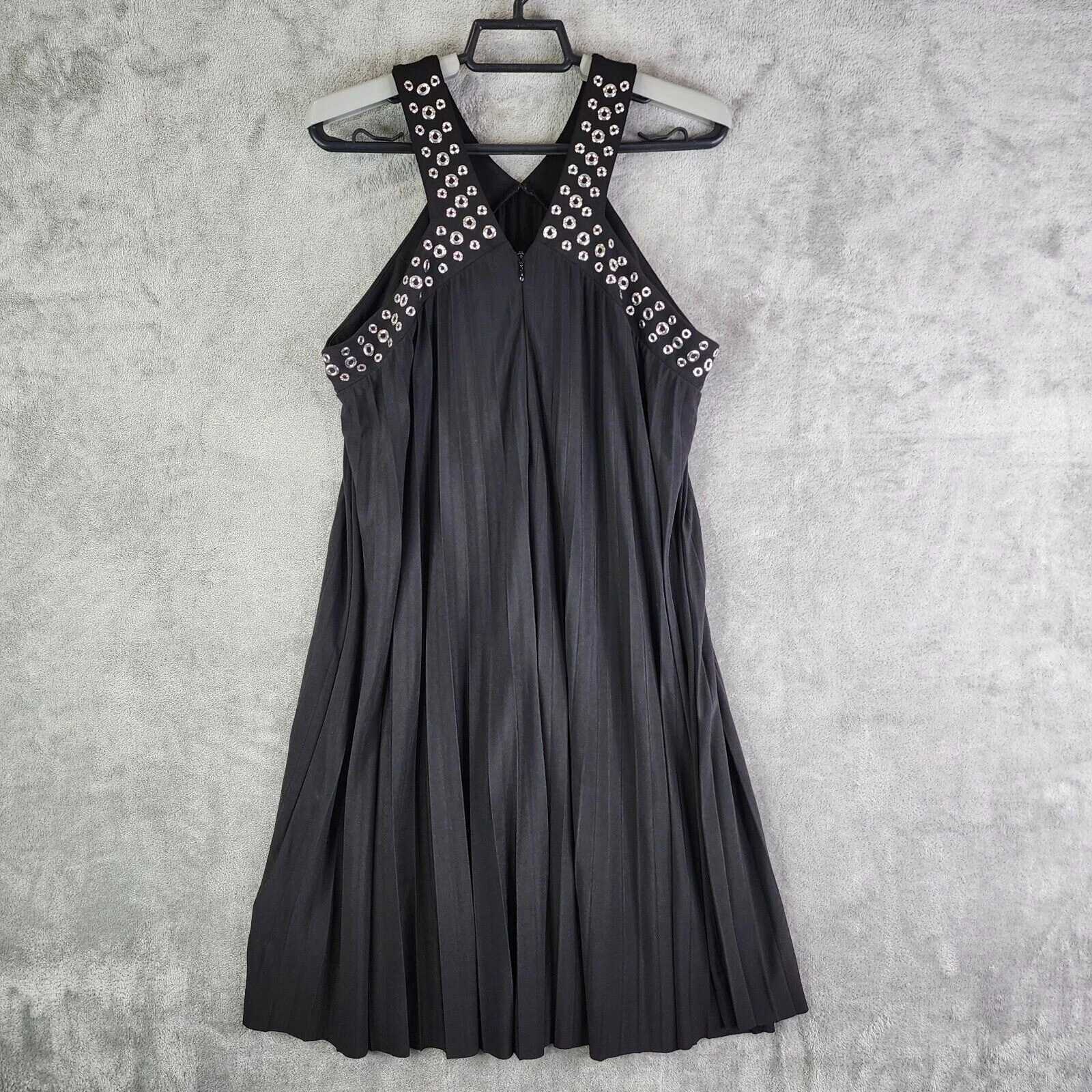 Abito donna Michael Kors occhiello impreziosito plissettato senza maniche linea A taglia XS