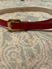 Calderon Ladies Red Leather Belt Gold Hardware Size Medium