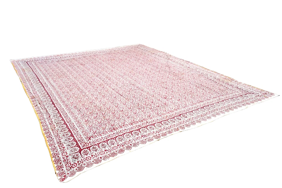 Impresión impresa en bloque textil antiguo de algodón Gujarat Kalamkari Chintz'9 Foto 2 de 4