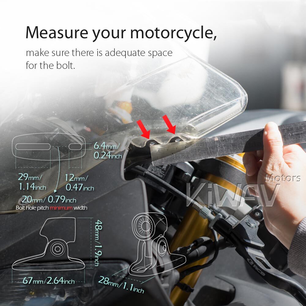 Fairing mirrors black Retro round convex black base fits Kawasaki