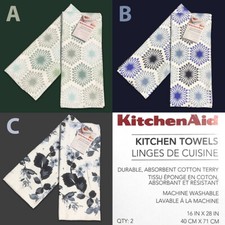 2-PK New KitchenAid Soft Absorbent Cotton Terry Kitchen Towels Floral YOU CHOOSE