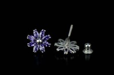 14k Yellow and White Gold CZ Birthstone Flower Stud Earring