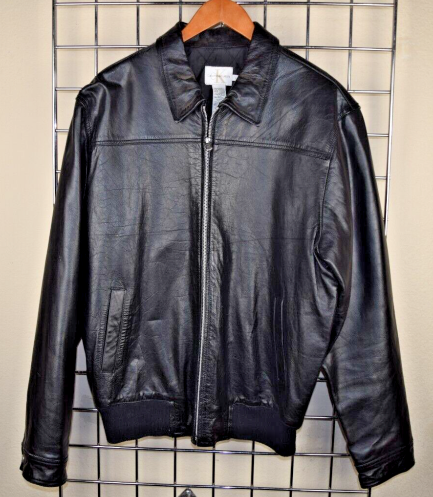 Vintage Calvin Klein Leather Jacket Size L 90s Mid Weight Vintage Calvin Klein Leather Jacket Size L 90s Mid Weight