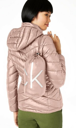 Calvin Klein Chevron Packable Down Puffer Coat, Created for Macy's - Shine Rosewood