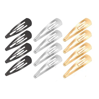 MYTOPTRENDZ COLLECTION 12 x Snap Hair Clips Hairpins Slides Women Girls Kids School Grip Metal Plain