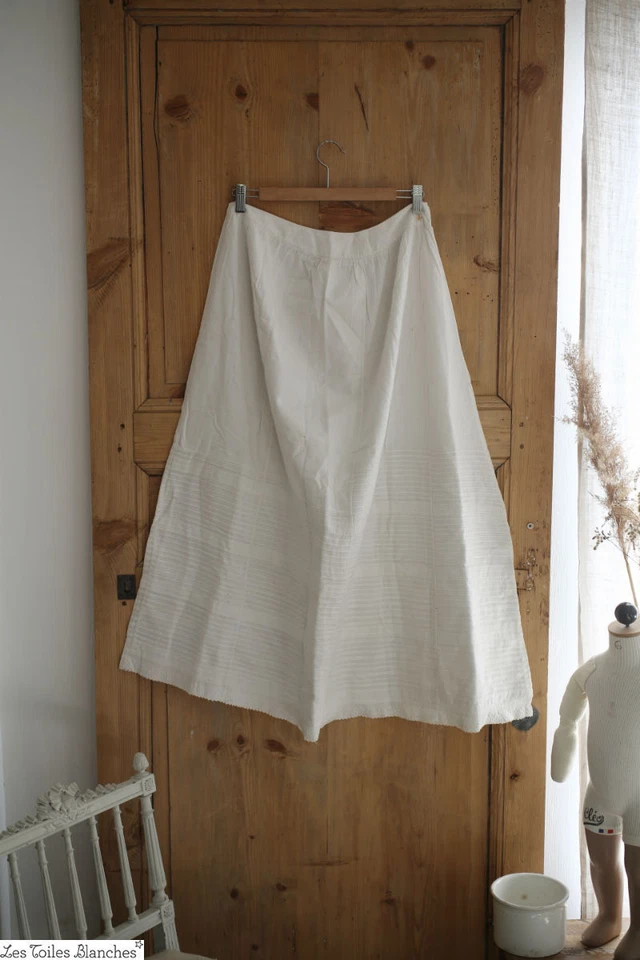 Antigua enagua francesa acanalada transparencia gasa encaje c 1880 Foto 2 de 4