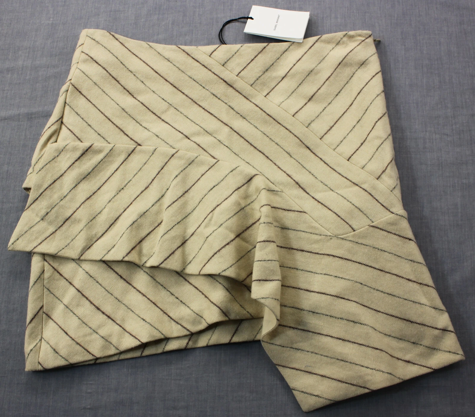 Isabel Marant Womens Beige Striped Linen Wool Ruffle Skirt NWT Size 4 - 40 $535