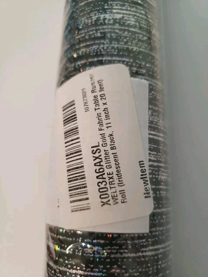 Black Silver Glitter Table Runner Roll  11" x 20 Feet - Image 2 of 4