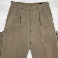 Claiborne Mens Dress Pants Size 32/30 Beige Tan Polyester Pleated Straight Leg
