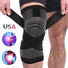 2× Knee Sleeve Compression Brace Support Sport Joint Pain Arthritis Relief Strap