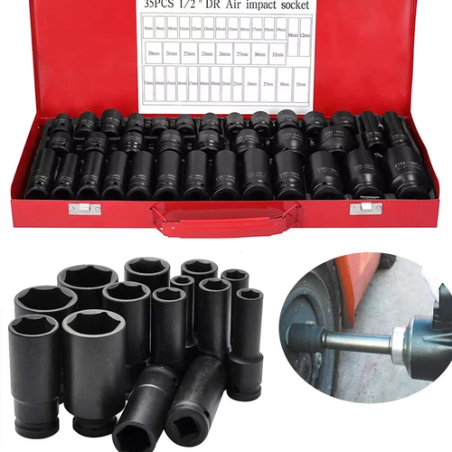 40 Piece Heavy Duty Car Truck Deep Impact Socket Set 1/2" Drive 8- 32mm Metric