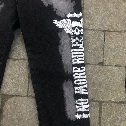 Rock Rebel Denim Jeans By EMP “ No More Rules” Logo Waist 34” Inside Leg 32” - 第 7/19 張圖片