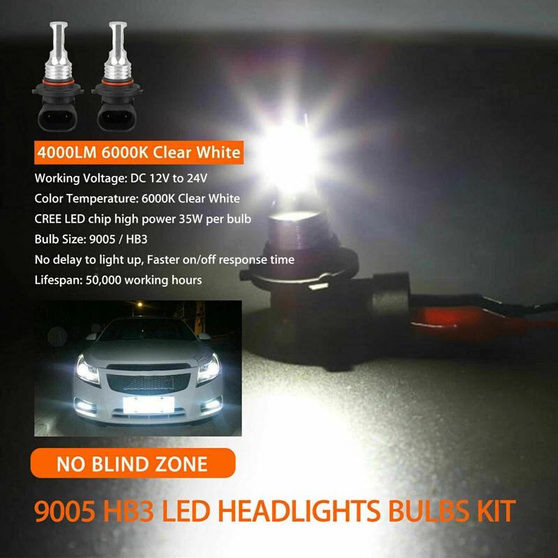 For Saturn SW1 SW2 SL SL1 SL2 6000K LED Headlight High Low Beam Bulbs Combo 4PCS - Image 4 of 4