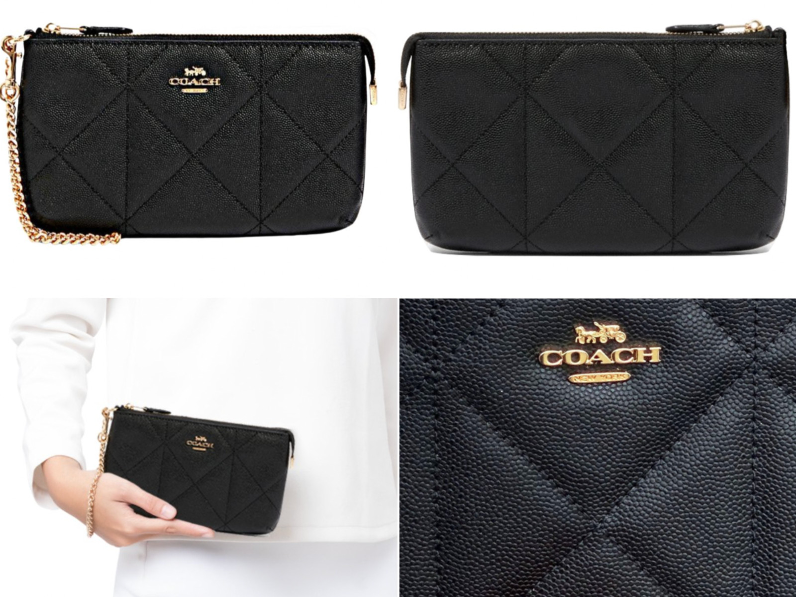 Coach Wristlet Leather Bag Handbag Clutch Chain Pochette New with Tags image 2