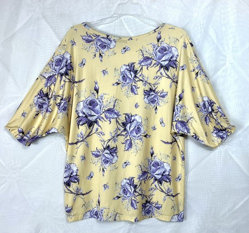 NWT Womens Purple Floral Print Puff Sleeve Top - XL - 第 8/9 張圖片