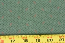 By 1/2 Yd, Vintage/Rust  Black Print on Green Quilt Cotton/Thimbleberries,P7948
