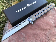 Full Tc4 Titanium EDC Folding Knife! Polished D2 Steel Tanto Blade! Ball Bearing