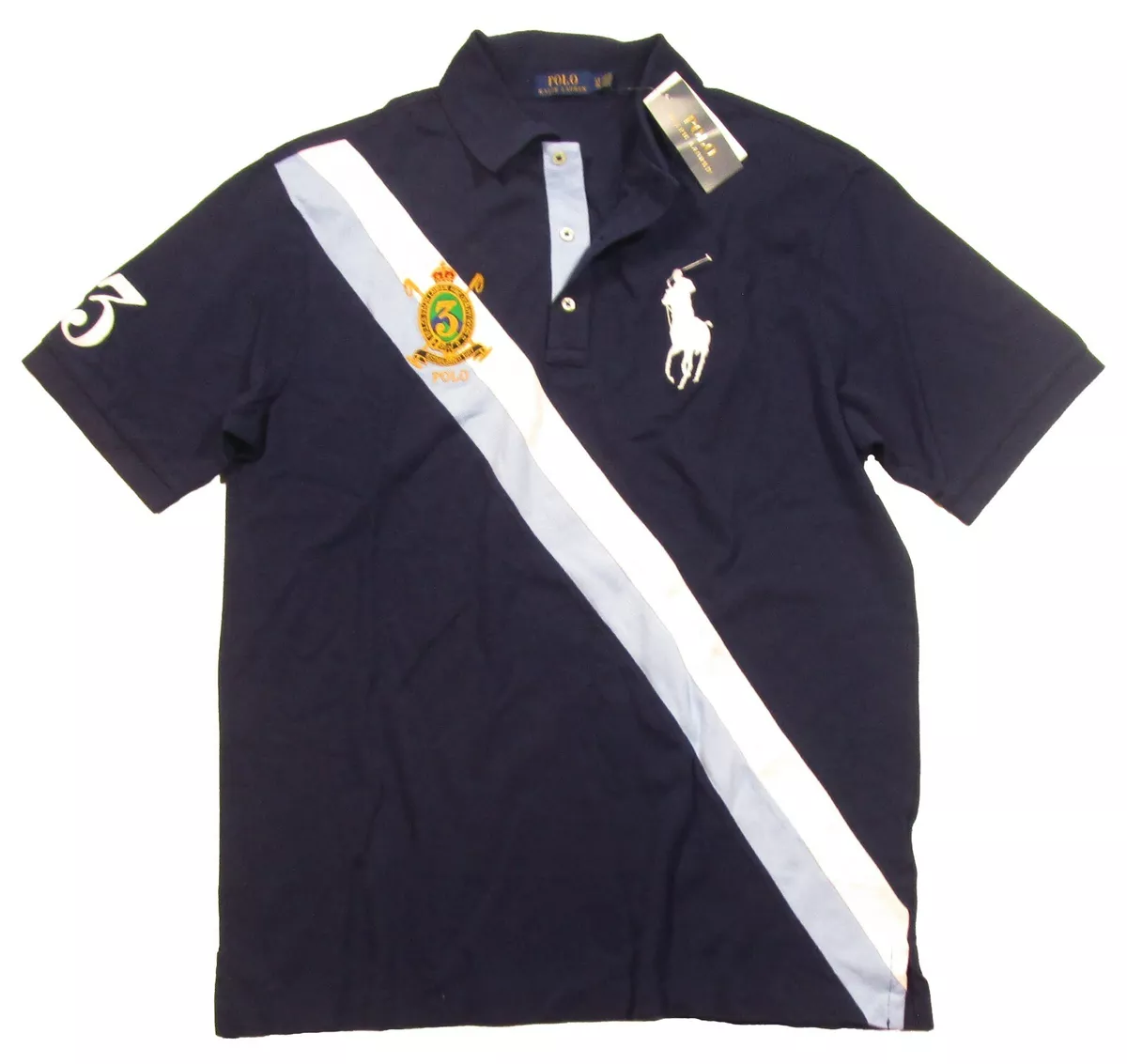 Polo Ralph Lauren Big Tall Men s French Navy Big Pony Sash Stripe Polo Shirt