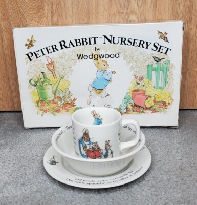 Wedgewood Peter Rabbit 3 Piece Nursery Set Mug Plate Bowl Original Box 