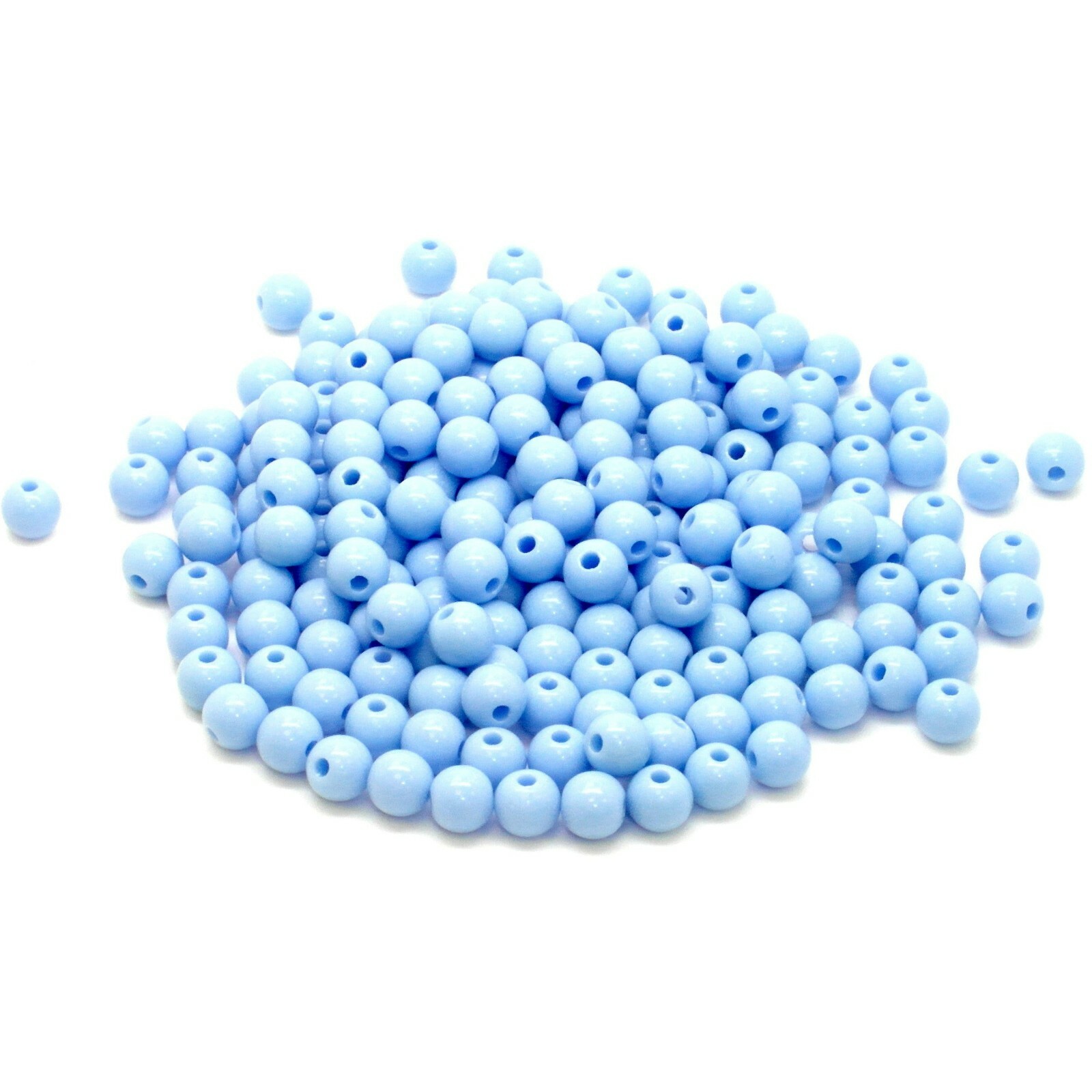 Pale Blue Opaque Acrylic Round 200pcs Bead 6mm x 5.5mm Hole 2mm Jewellery Crafts