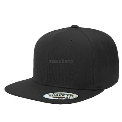 Men Snapback Hat Classic Trucker Style Flat Brim Baseball Cap Solid Plain Hats