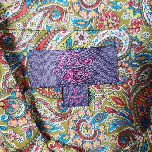 J Crew Liberty London Shirt Women 8 Multicolor Paisley Classic Preppy Academia - Picture 3 of 12