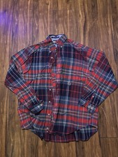 Vintage Tommy Hilfiger Plaid Flannel Button Down Shirt Men's L/G Red Blue