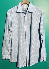 Brooks Brothers Blue Grid Dress Shirt   Size 16  35   Long Sleeve, Classic Fit