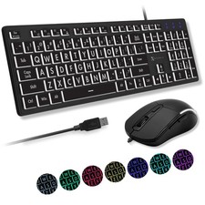 X9 Wired Keyboard and Mouse Combo - Large Print Backlit Keyboard and Mouse