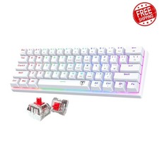 CACKBIRD 60% Mechanical Keyboard White Red Switch LED