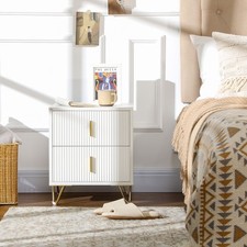 Small Chest of Drawers, 2-Drawer Dresser with Handles Living Room White